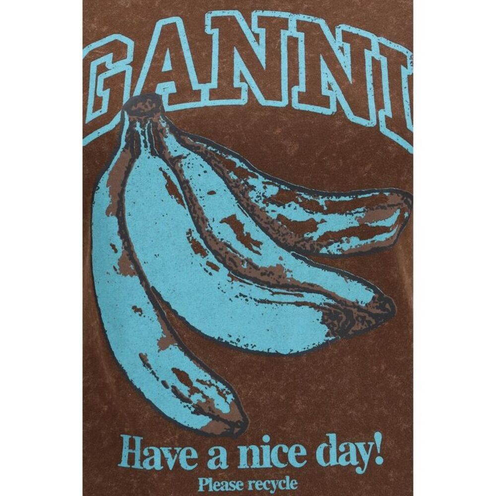 Ganni Brown Cotton Women's T-Shirt - Picture 3 of 3